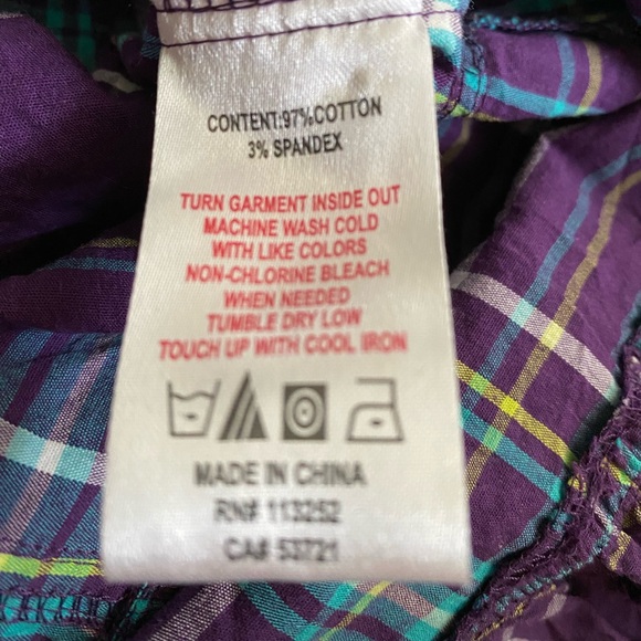 APPLE BLOSSOMS Plaid Tier Ruffle Hem Shirtdress / Size Small - Picture 5 of 5